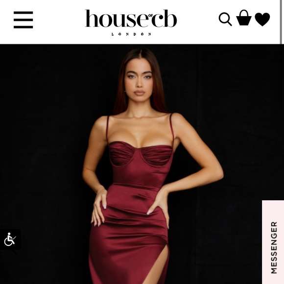 House of CB Dresses & Skirts - SOLD House of CB Wine Satin Pleated Corset Midi Dress